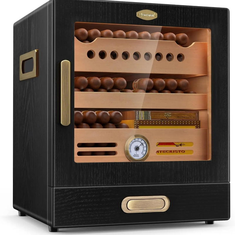 Home Fragrance Maple Walnut - Cigarenkast met Spaanse cederhouten lade, precisie-hygrometer,